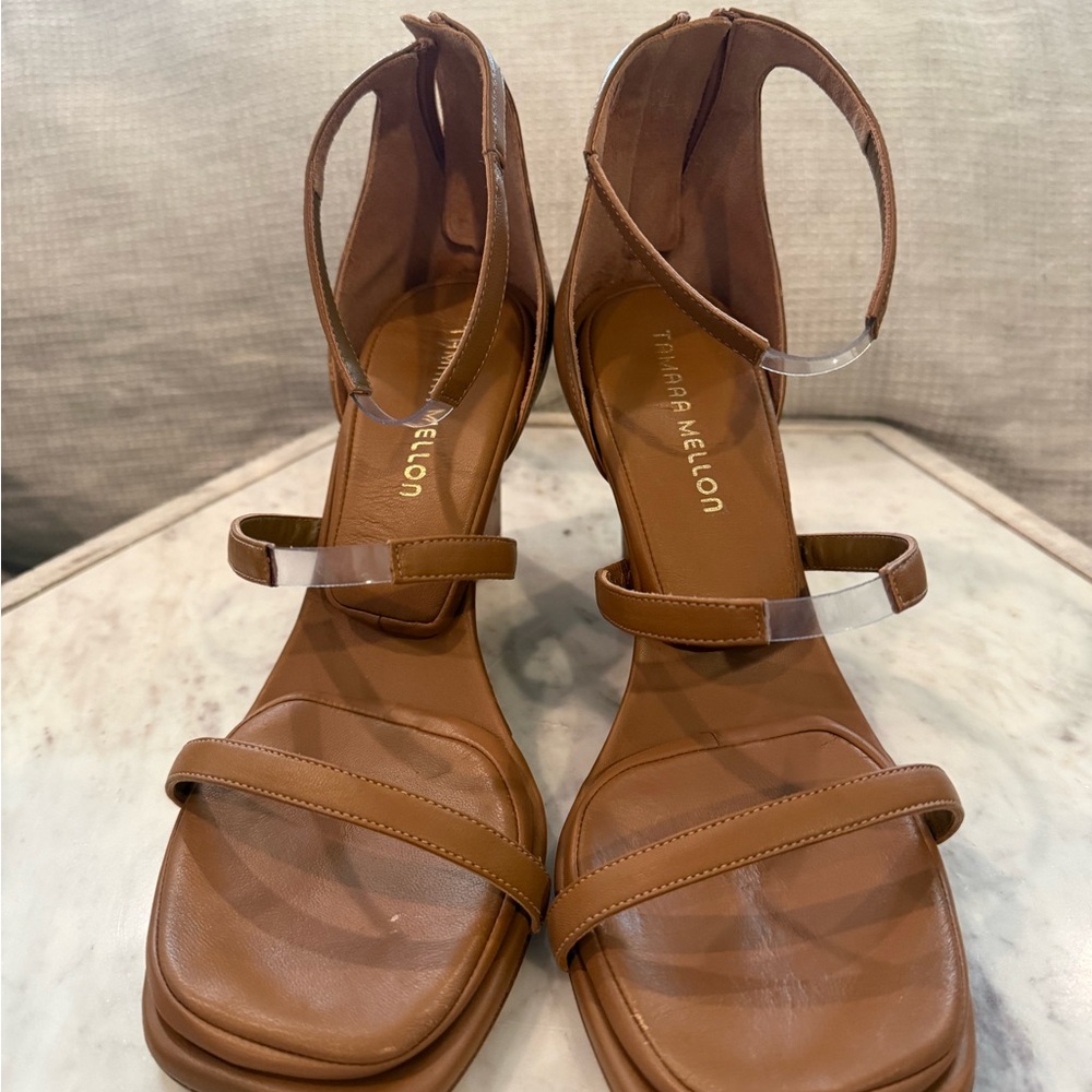 Tamara Mellon Tan Strappy Heels
